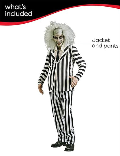 Rubies Beetlejuice Men's Costume for Themed Parties and Halloween, Black/White, Standard