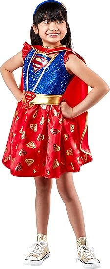 Rubie's Girl's DC Comics Supergirl Costume Dress with Cape and Headpiece