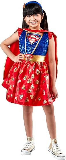 Rubie's Girl's DC Comics Supergirl Costume Dress with Cape and Headpiece