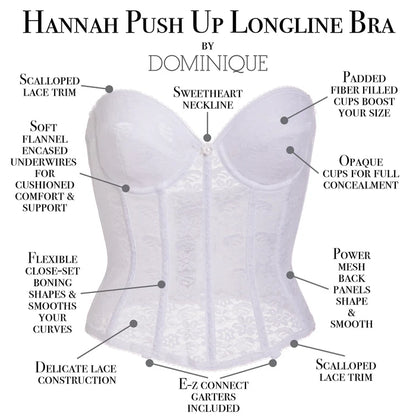 7759 Hannah Lace Push Up Longline Bridal Bra