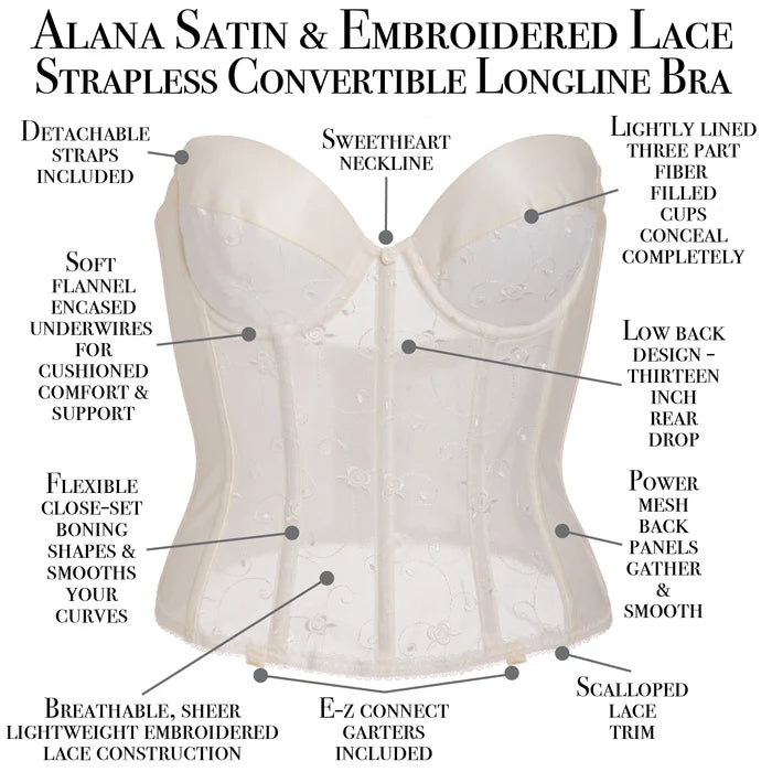 7777 Alana Embroidered Lace Low Back Strapless Bridal Bra