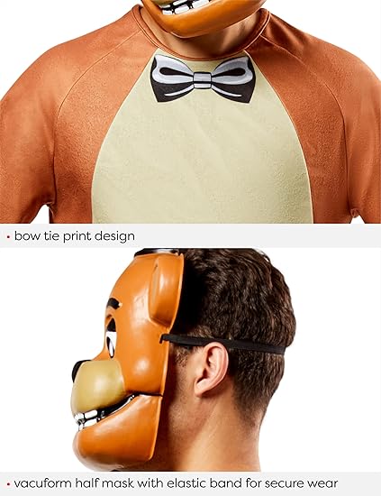 Rubies Adult Five Nights at Freddy's Freddy Costume Jumpsuit, Gloves, and Half-mask