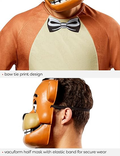 Rubies Adult Five Nights at Freddy's Freddy Costume Jumpsuit, Gloves, and Half-mask