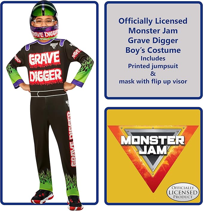 Monster Jam: Grave Digger Costume for Kids by Rubies, Boy's Small