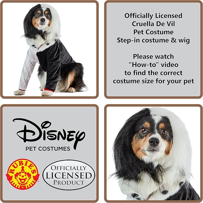 Rubies Disney Villains: Cruella Deville Pet Costume for For Dogs or Cats, XL