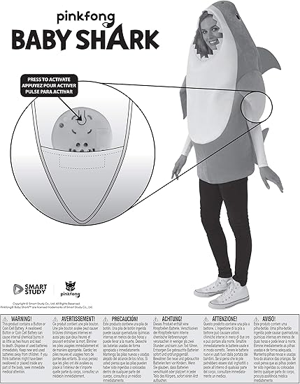 Rubies Baby Shark: Daddy Shark Costume with Sound Chip for Adults, Men's Standard