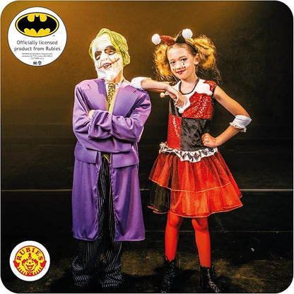 DC Comics Villains: Harley Quinn Costume Dress for Kids by Rubies, Girl's Medium