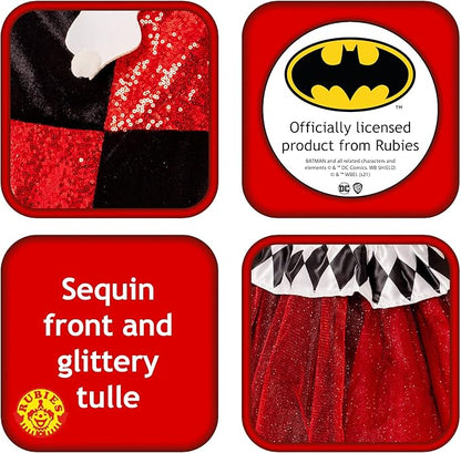 DC Comics Villains: Harley Quinn Costume Dress for Kids by Rubies, Girl's Medium