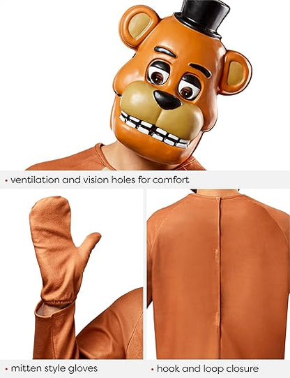 Rubies Adult Five Nights at Freddy's Freddy Costume Jumpsuit, Gloves, and Half-mask