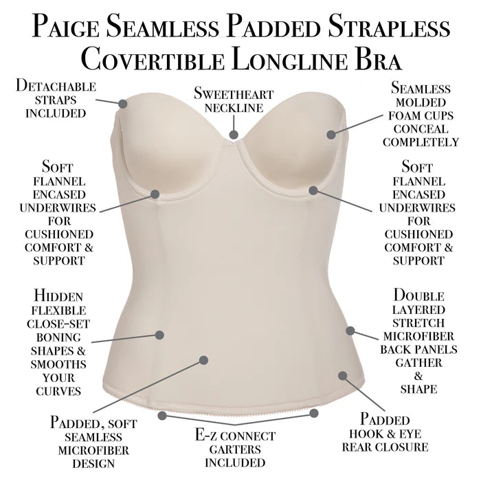 8500 Paige Seamless Padded Hidden Underwire Longline Bra