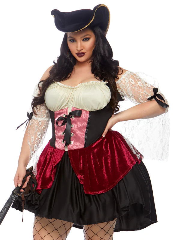 Leg Avenue Plus Size Wicked Wench peasant dress w/lace sleeves