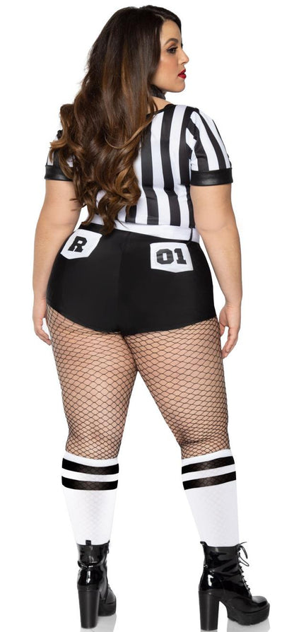 Leg Avenue 3PC.No Rules Referee,striped teddy,belt,and choker collar