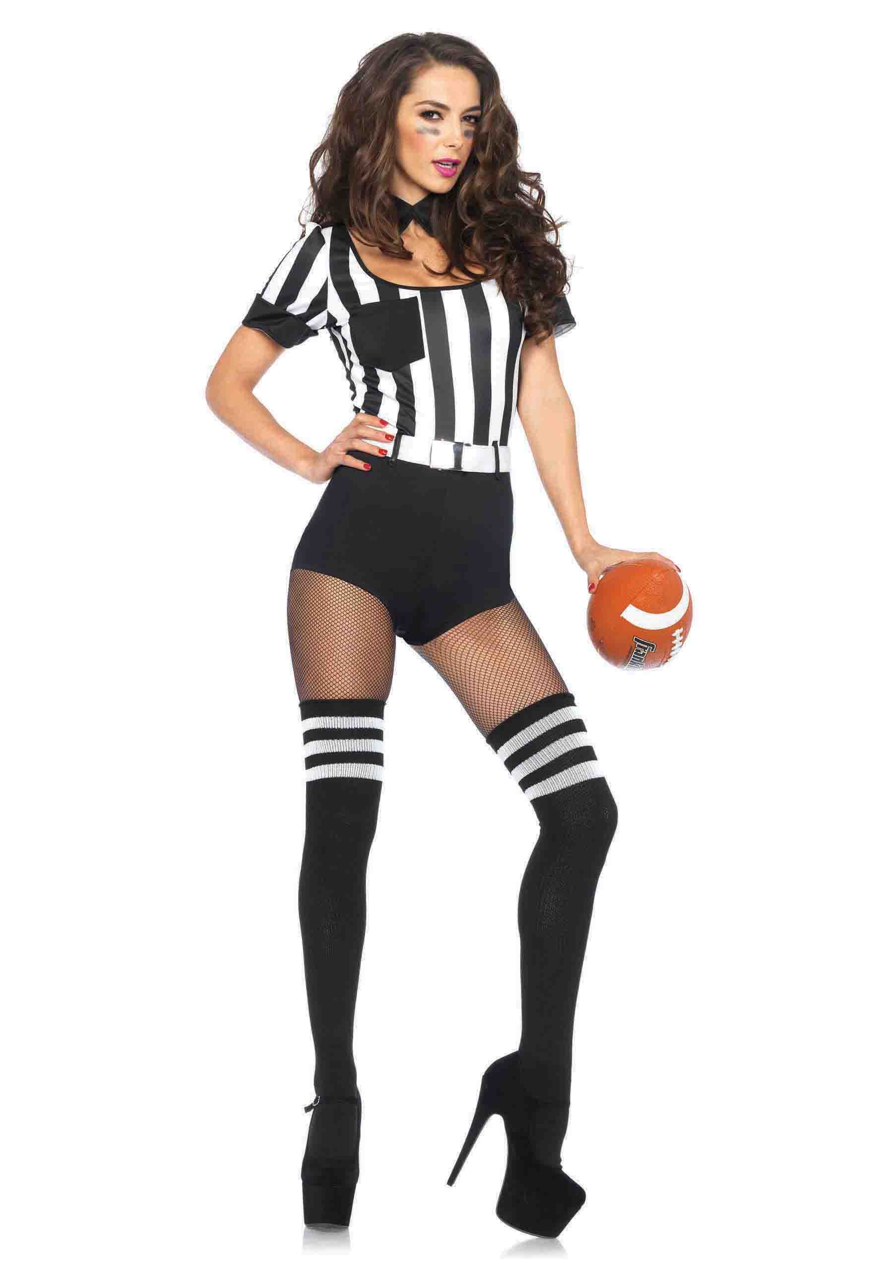 Leg Avenue 3PC.No Rules Referee,striped teddy,belt,and choker collar
