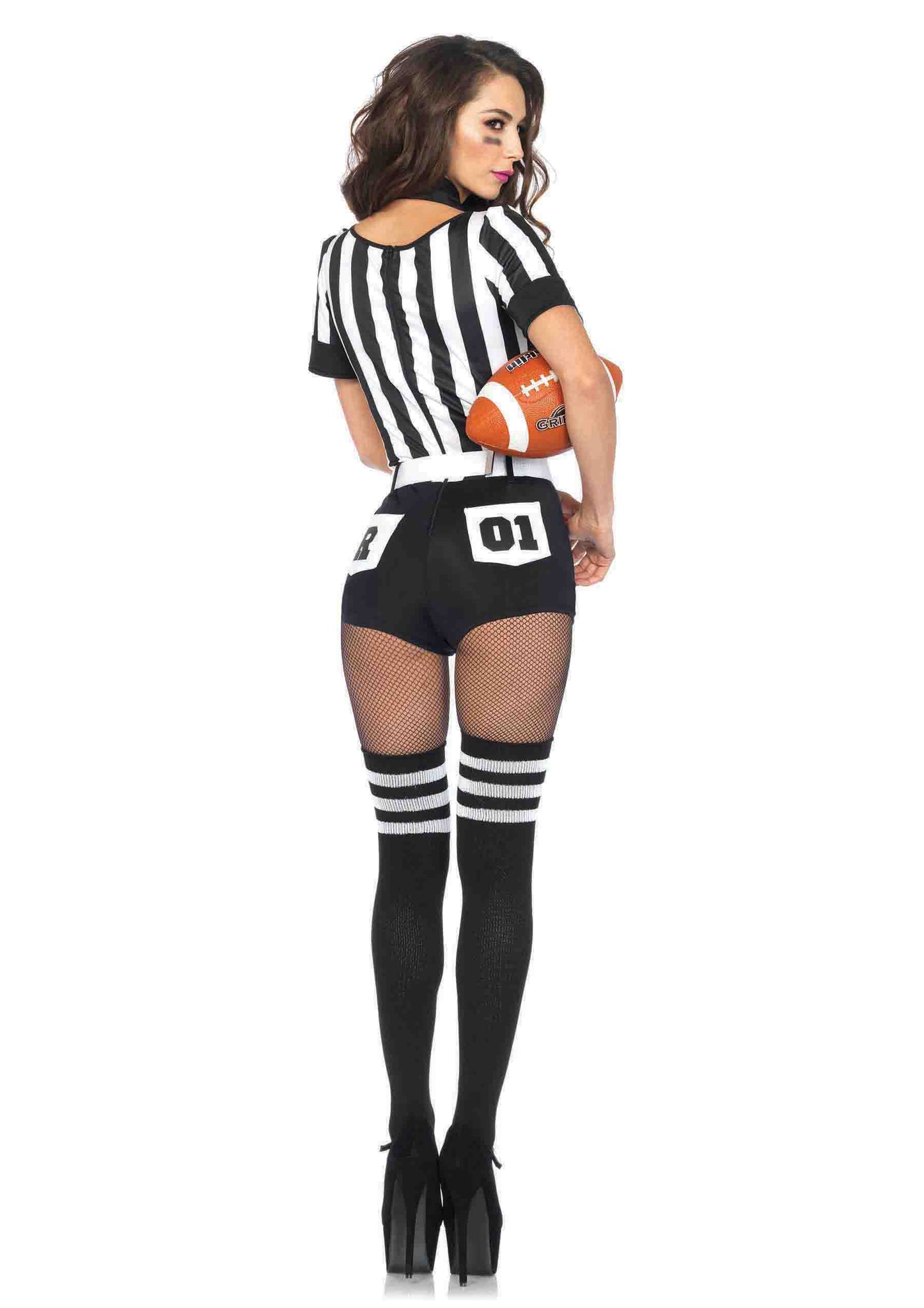 Leg Avenue 3PC.No Rules Referee,striped teddy,belt,and choker collar