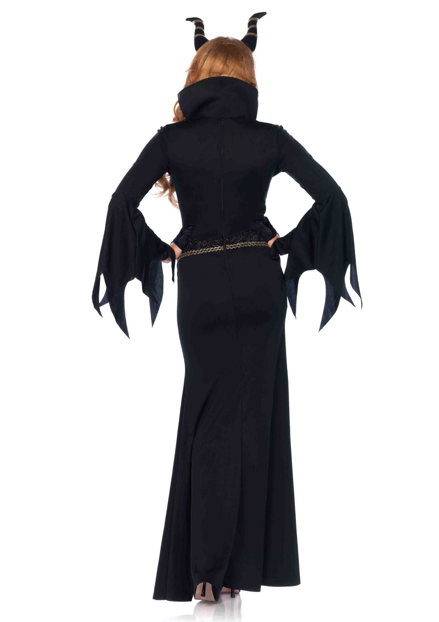 LEG AVENUE 2PC.Evil Enchantress,dress w/lace bodice,horn headband