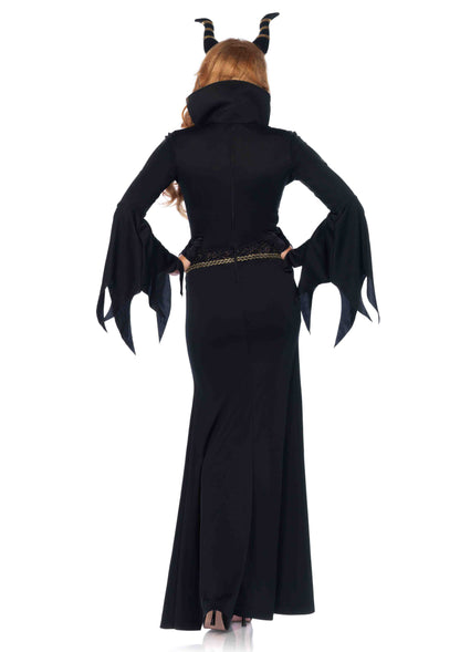 LEG AVENUE 2PC.Evil Enchantress,dress w/lace bodice,horn headband