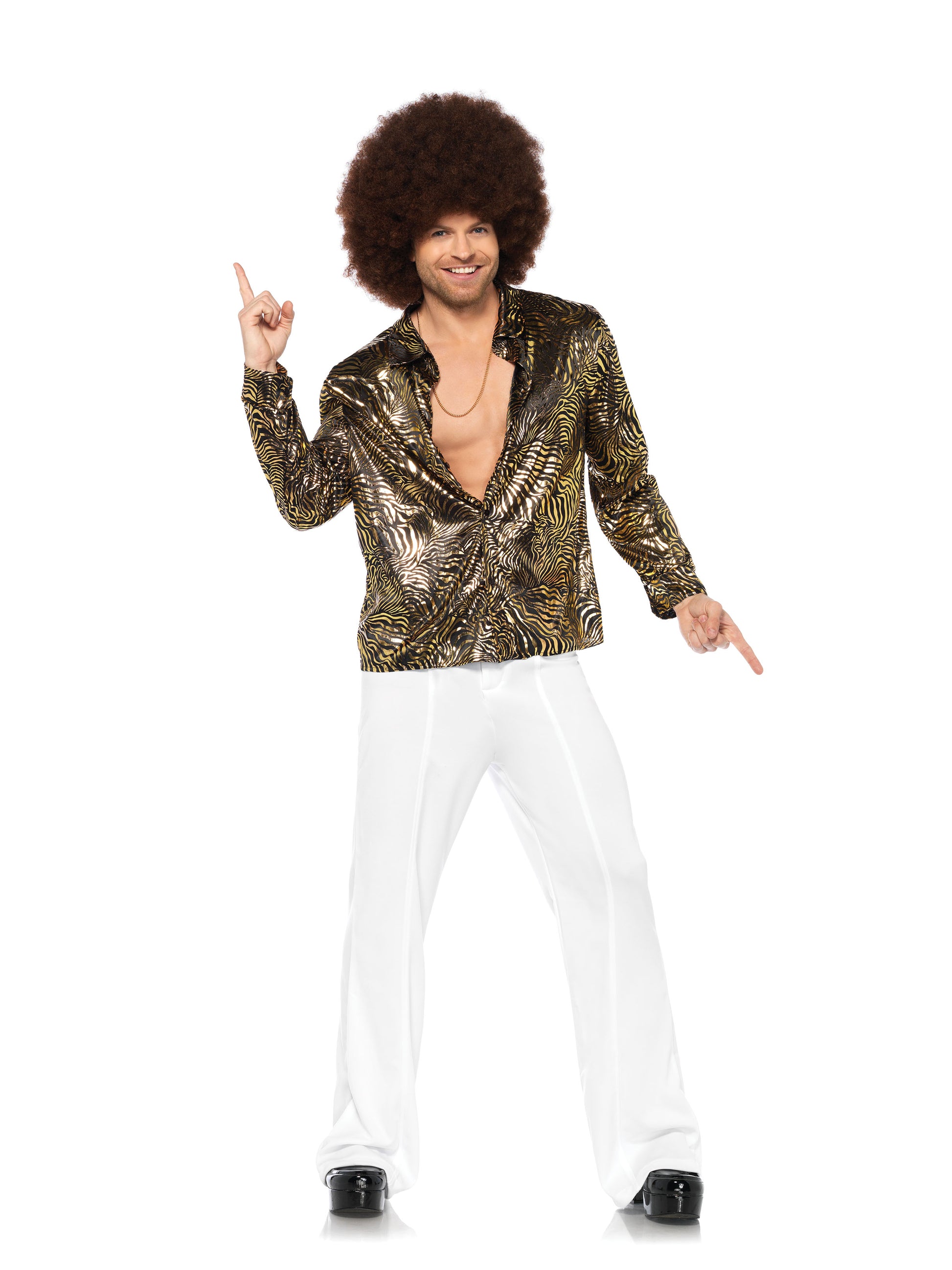 Leg Avenue Gold foil zebra disco shirt