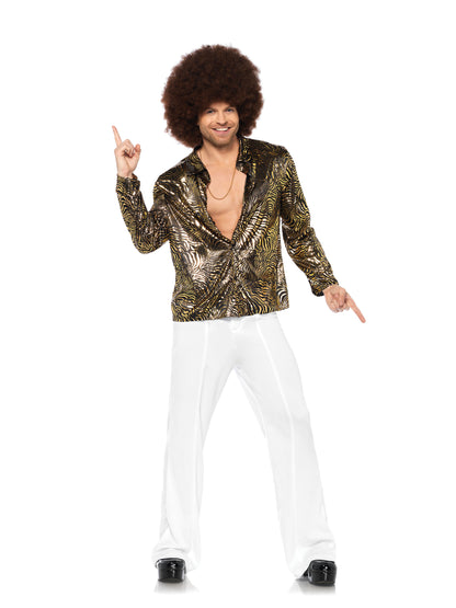Leg Avenue Gold foil zebra disco shirt