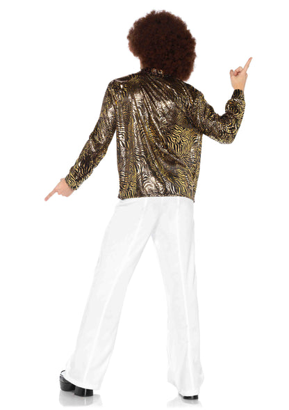 Leg Avenue Gold foil zebra disco shirt