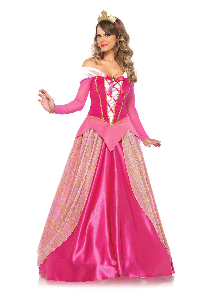 Leg Avenue 2PC.Sleeping Princess,satin long ball gown and golden crown
