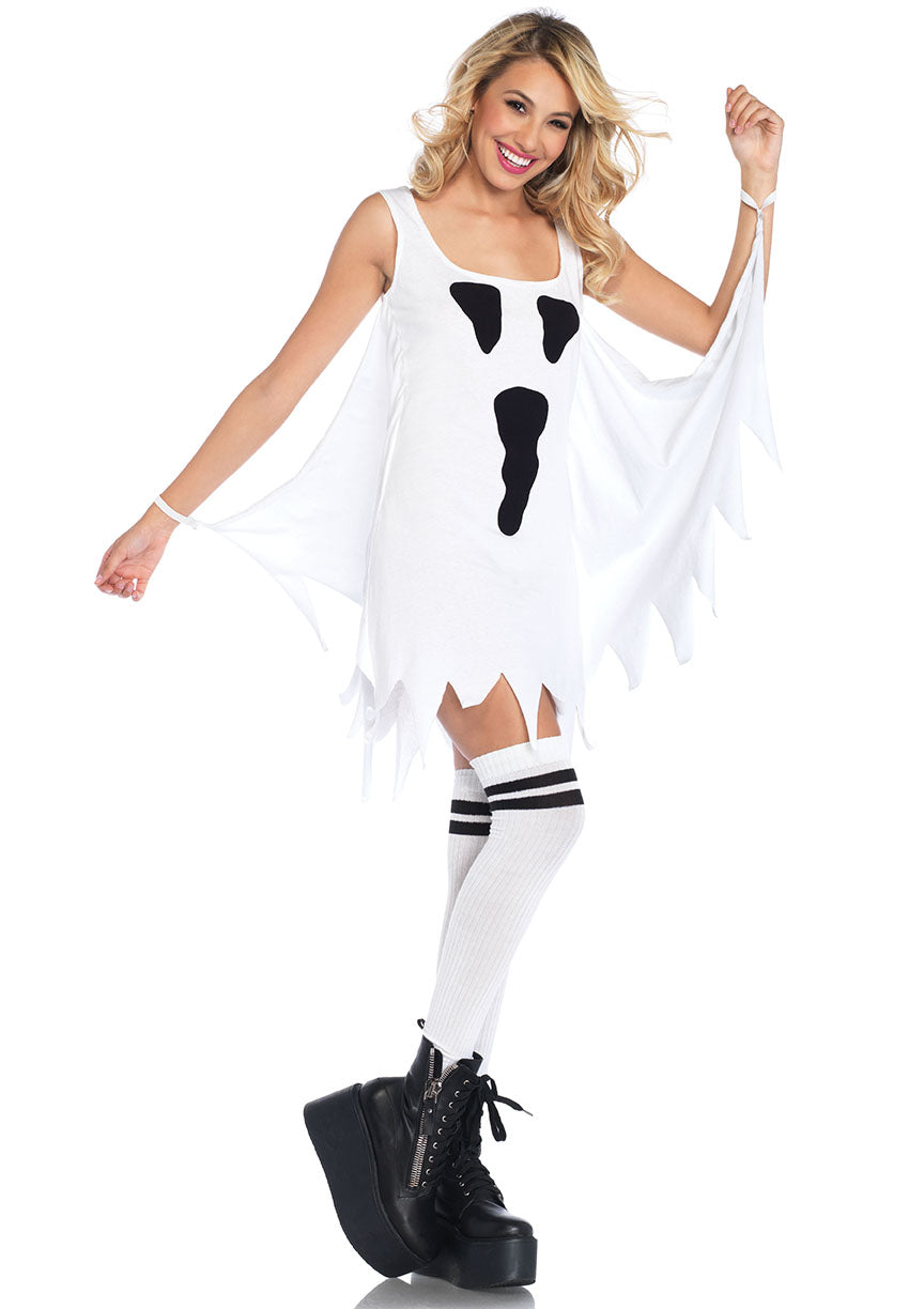 Leg Avenue Jersey ghost dress, White,