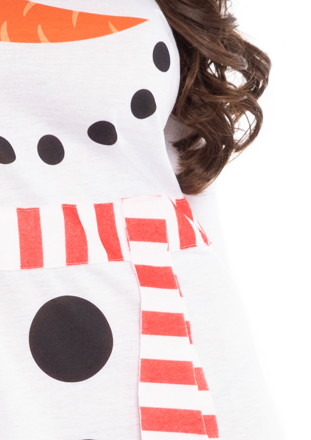 Leg Avenue Snowman Long Sleeve T-Shirt Dress, White,