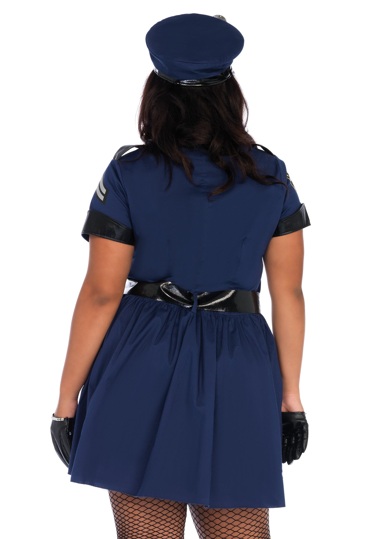 Leg Avenue 5PC.Flirty Cop,zipper front dress,neck tie choker, belt, toy handcuffs,hat