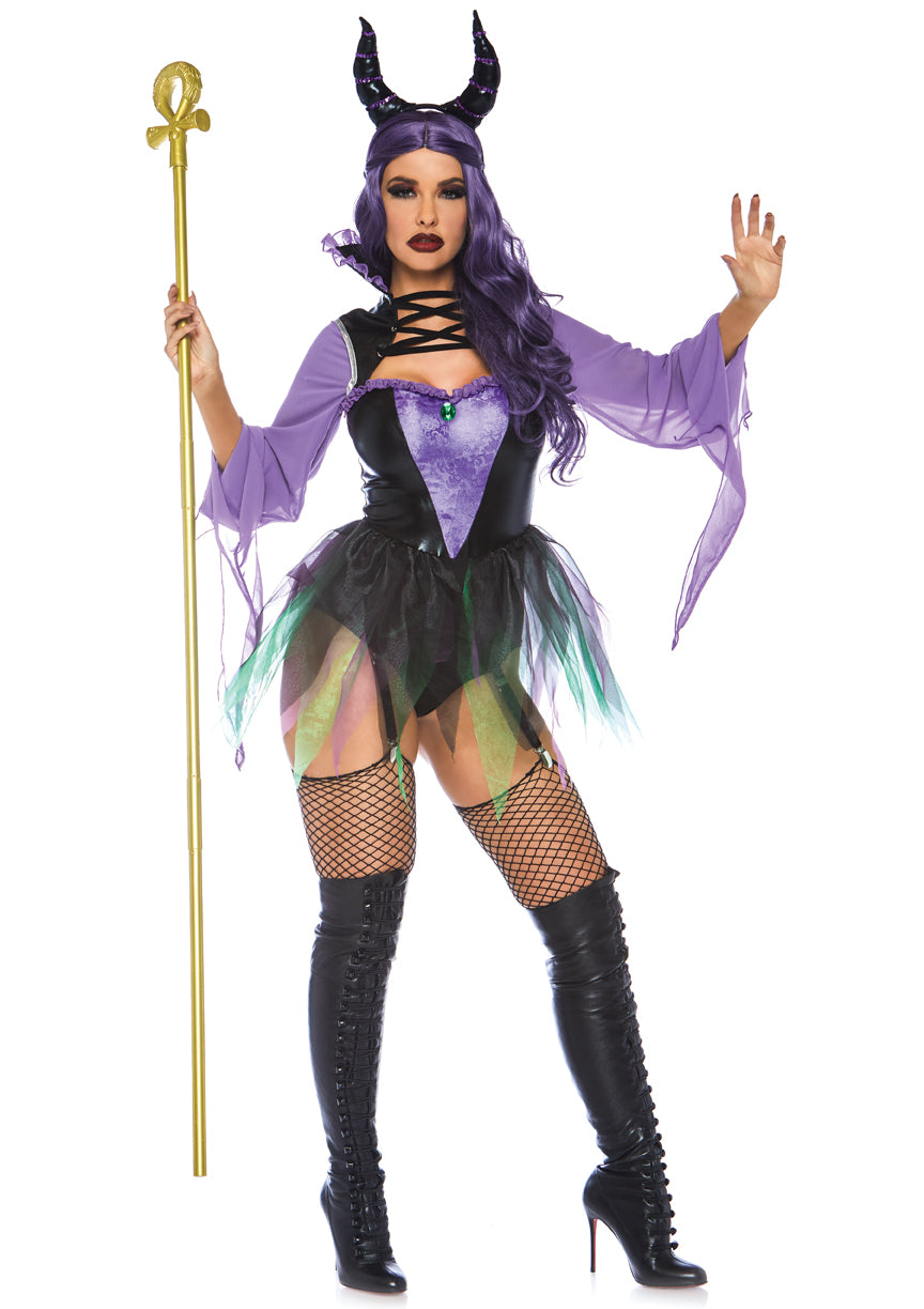 Leg Avenue Womens Maleficent Sorceress Halloween Costume, Black/Purple