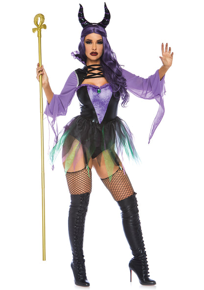 Leg Avenue Womens Maleficent Sorceress Halloween Costume, Black/Purple