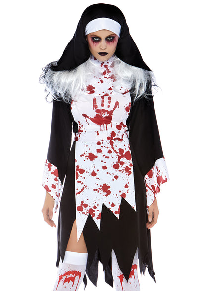 Leg Avenue 2pc Deadly Nun, Black/White,/