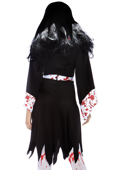 Leg Avenue 2pc Deadly Nun, Black/White,/