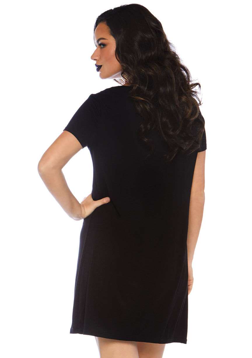 Fangtastic Jersey Dress With Cross Over Bodice Accent