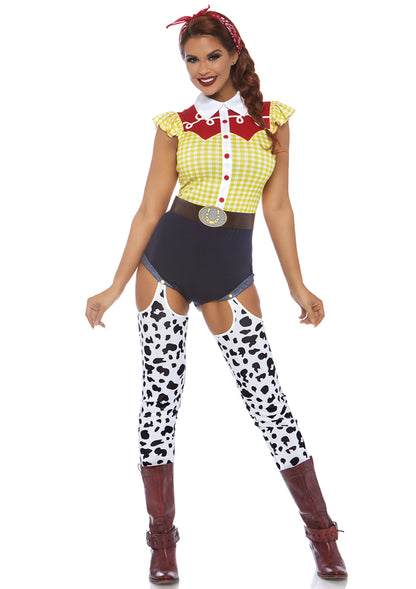 Leg Avenue 3 Pc Giddy Up Cowgirl, Multicolor, 