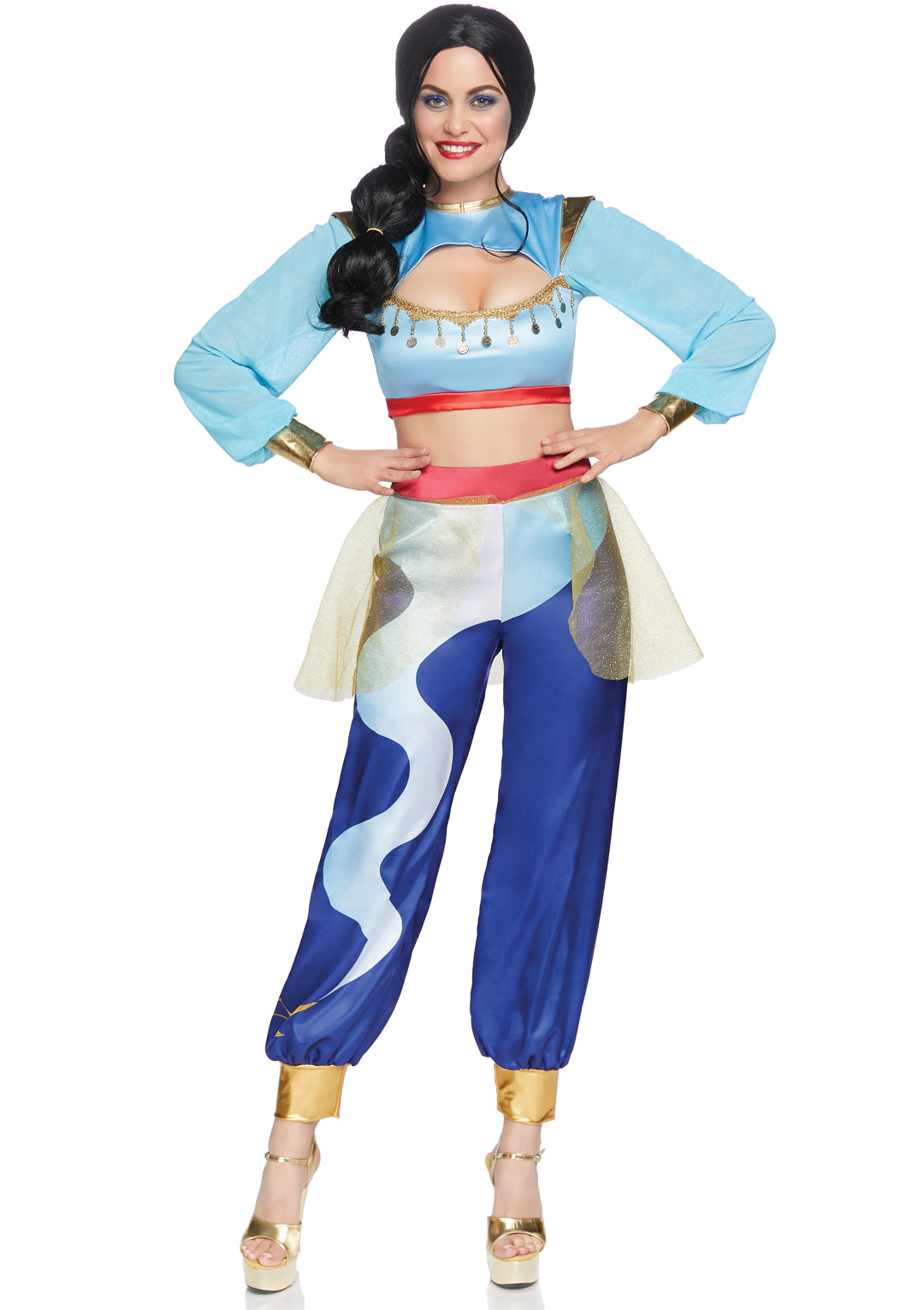 Leg Avenue 2 PC Genie, includes keyhole crop top with coin trim and harem pants with lamp accent