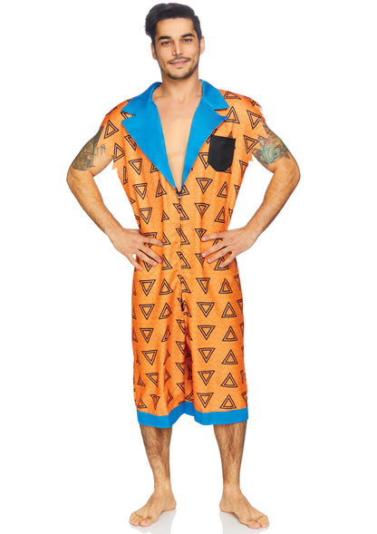 Leg Avenue Bedrock Bro, features printed jumpsuit with pockets and double sided zipper