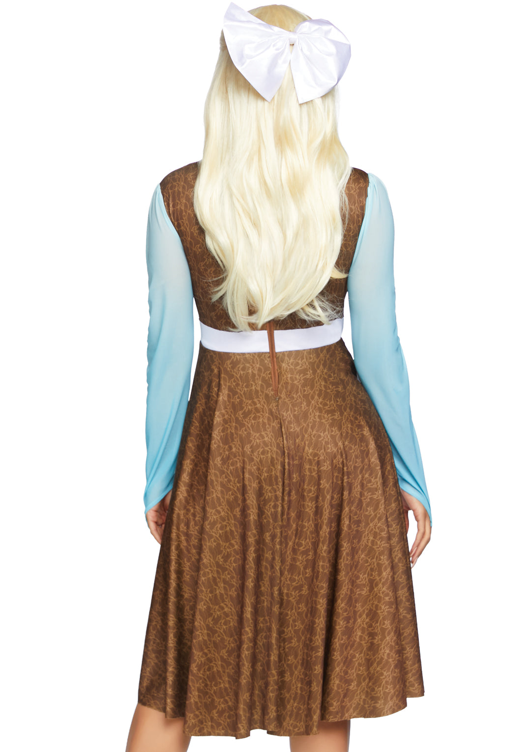 Leg Avenue 2 PC Peasant Cinderella, includes tea length dress with faux leather bodice, attached tattered apron, and matching hair bow