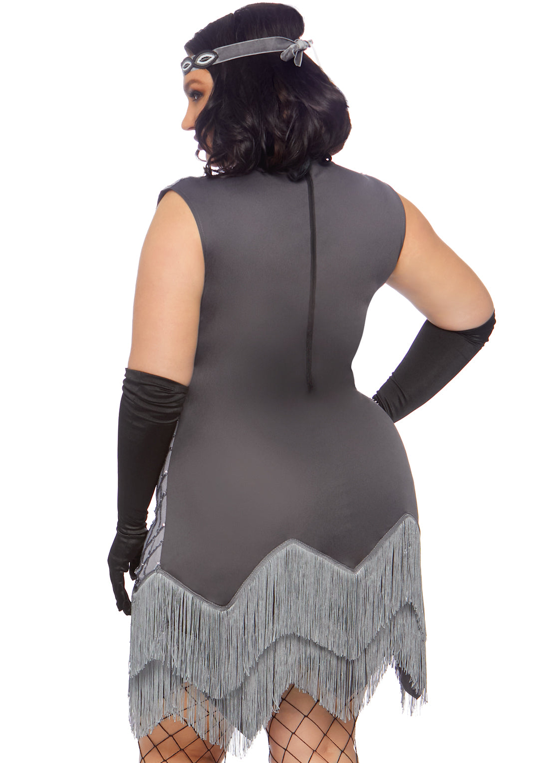Leg Avenue 2 PC Roaring Roxy, includes sequin dress with zig zag fringed hem and matching sequin headband