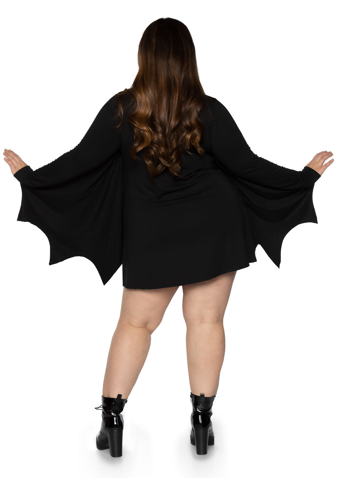 Leg Avenue Jersey Spider Dress With Scalloped Web Wing Sleeve, Black