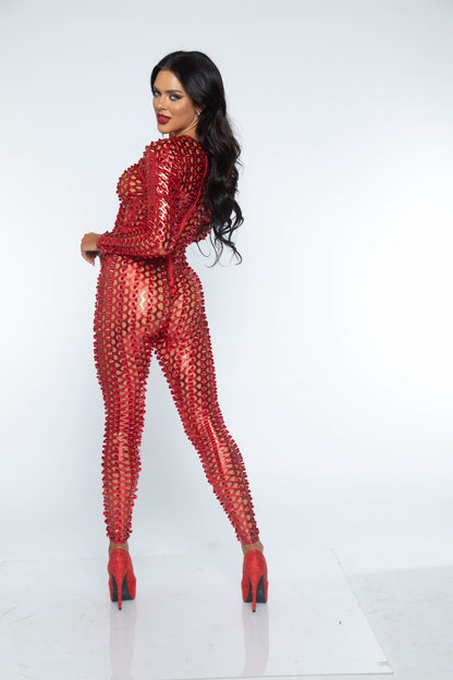 Laser Cut Metallic Catsuit