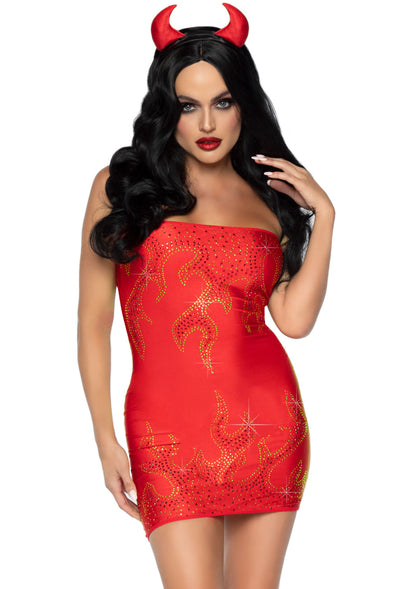 Leg Avenue 3 PC Bedazzled Devil, Red,/