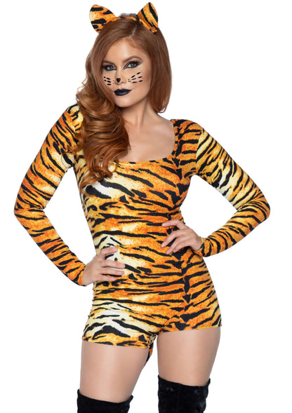 Leg Avenue 2 PC Untamed Tiger, Orange/Black,/