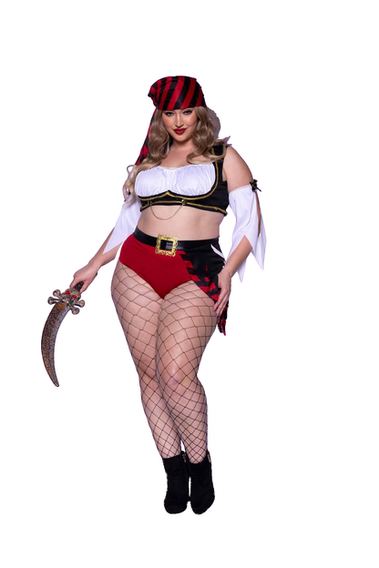 Leg Avenue 4 PC Wicked Pirate Wench Costume, Multicolor