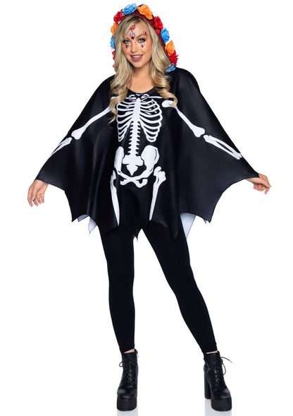Leg Avenue Day of the Dead Poncho, Multi, One Size