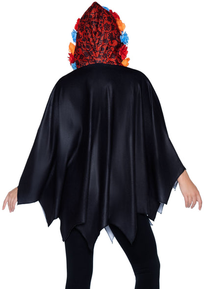 Leg Avenue Day of the Dead Poncho, Multi, One Size