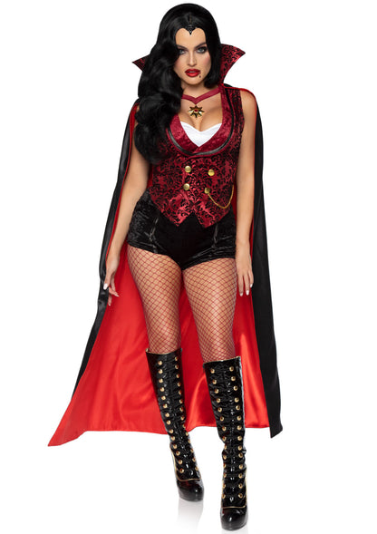 Leg Avenue 3 PC Bloodthirsty Vamp, Burgundy/Black,