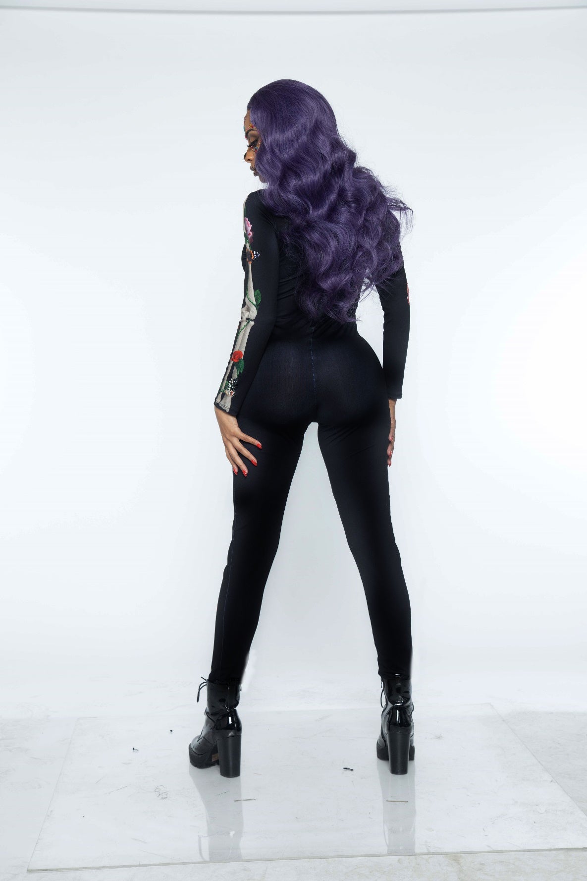 Leg Avenue Floral Skeleton Catsuit, Multicolor,