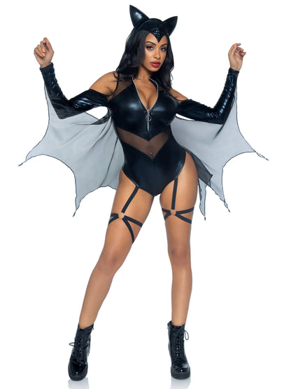 Leg Avenue 2 PC Midnight Bat, Black, 