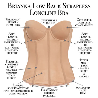 8980 Brianna Low Back Strapless Longline Bra