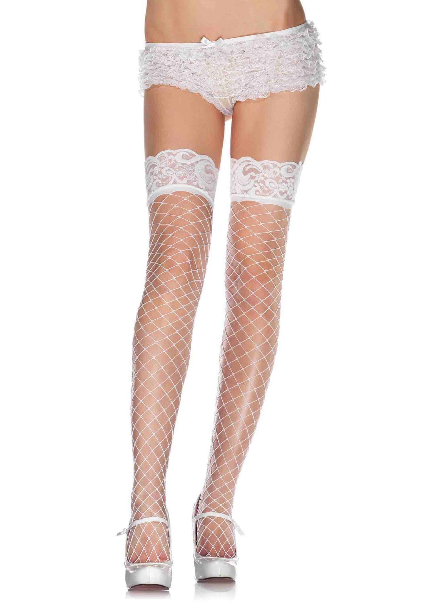 Fence Net Stocking with Lace Top