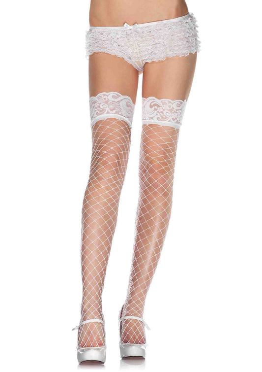 Fence Net Stocking with Lace Top